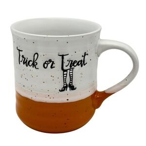 Sheffield Home Halloween Trick or Treat Witch Legs Speckled Ceramic Mug Orange